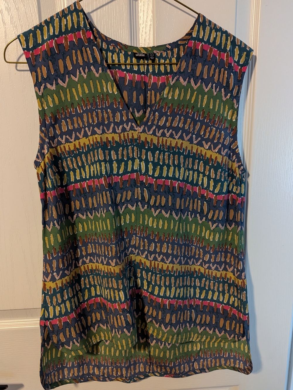 kate spade Multicolor Sleeveless V-Neck Camisole — Blue, Green & Pink Accents